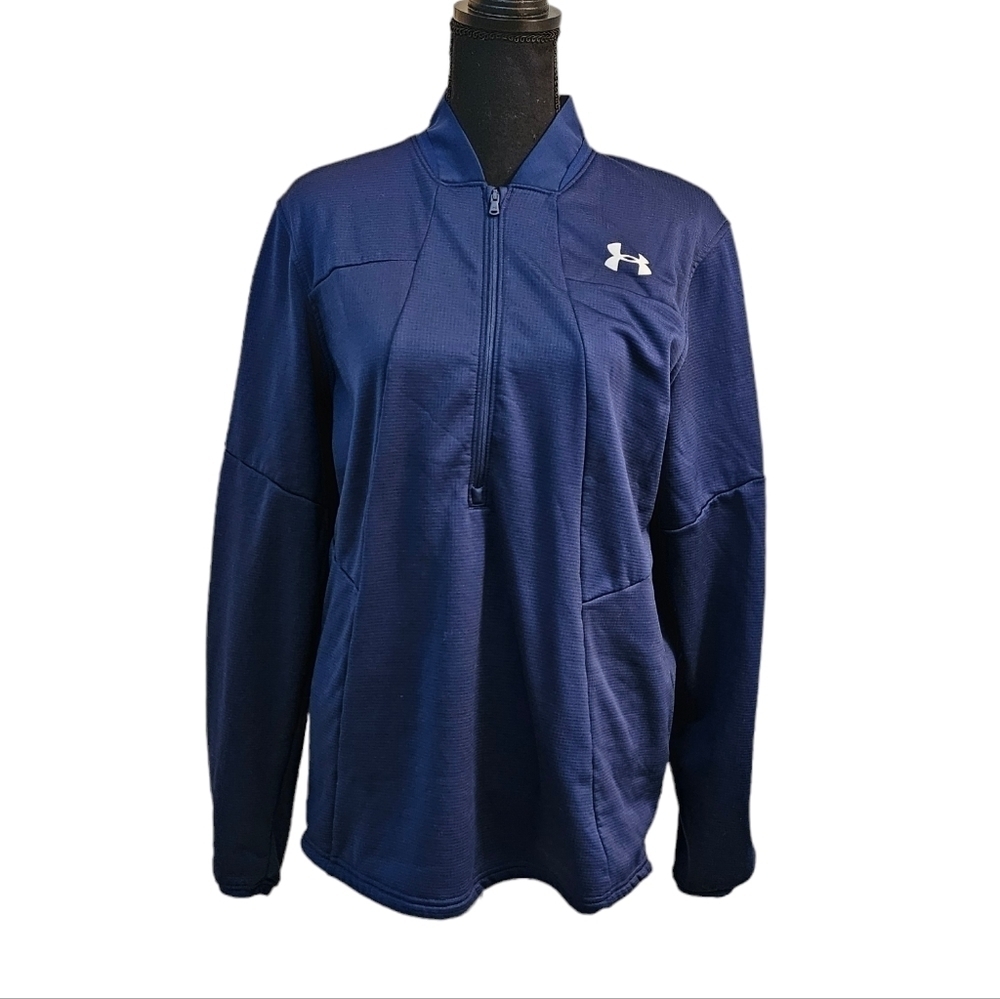 Under Armour Loose Coldgear Zip Blue Jacket 95% Polyester 5% Elastane Size M